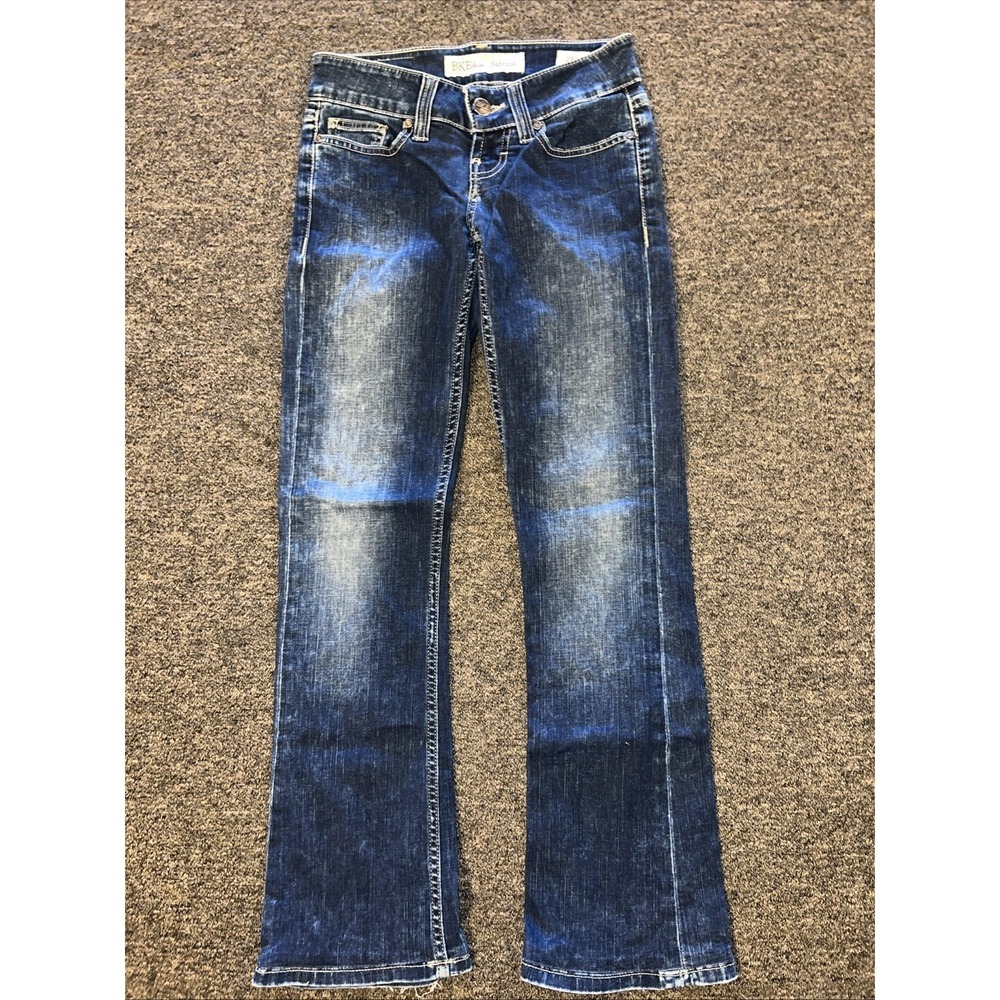 BKE Women's Jeans 24x33 Dark Blue Slim Boot Cut Sabrina Jeans Low Rise Y2K